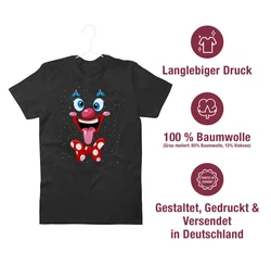 Shirtracer T-Shirt Clown Gesicht Kostüm Creme/Schwarz/Grün/Rot/Braun