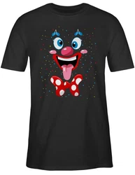 Shirtracer T-Shirt Clown Gesicht Kostüm Creme/Schwarz/Grün/Rot/Braun