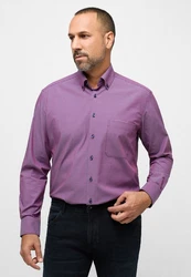 Eterna Karohemd Comfort Fit Button-Down-Kragen Lila/Rosa/Dunkelrot/Rot/Braun