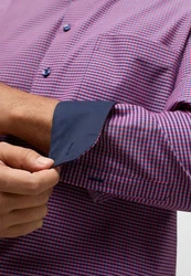 Eterna Karohemd Comfort Fit Button-Down-Kragen Lila/Rosa/Dunkelrot/Rot/Braun