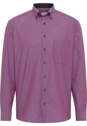 Eterna Karohemd Comfort Fit Button-Down-Kragen Lila/Rosa/Dunkelrot/Rot/Braun