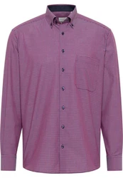 Eterna Karohemd Comfort Fit Button-Down-Kragen Lila/Rosa/Dunkelrot/Rot/Braun