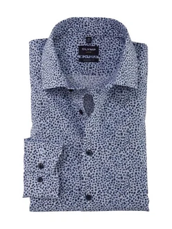 OLYMP Businesshemd Luxor modern fit Grafik-Print Dunkelblau/Blau/Creme