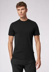 Roy Robson Longshirt Rippkragen Schwarz