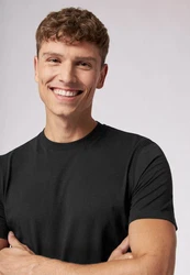 Roy Robson Longshirt Rippkragen Schwarz