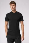 Roy Robson Longshirt Rippkragen Schwarz