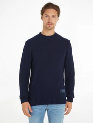 TOMMY HILFIGER Strickpullover SLUB YARN C NK Dunkelblau