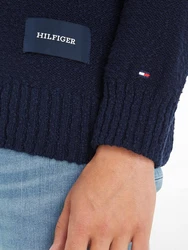 TOMMY HILFIGER Strickpullover SLUB YARN C NK Dunkelblau