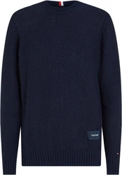 TOMMY HILFIGER Strickpullover SLUB YARN C NK Dunkelblau