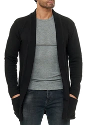 Red Bridge Herren Cardigan Jacke Sweat-Jacke Sakko Long Cut Schwarz/Dunkelgrau