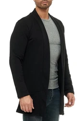 Red Bridge Herren Cardigan Jacke Sweat-Jacke Sakko Long Cut Schwarz/Dunkelgrau