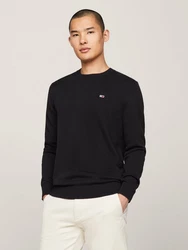 Tommy Jeans Rundhalspullover TJM SLIM ESSENTIAL LIGHT SWEATER Schwarz