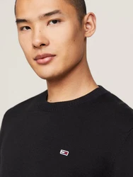 Tommy Jeans Rundhalspullover TJM SLIM ESSENTIAL LIGHT SWEATER Schwarz
