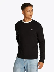Tommy Jeans Rundhalspullover TJM SLIM ESSENTIAL LIGHT SWEATER Schwarz