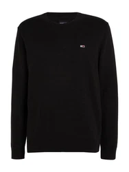 Tommy Jeans Rundhalspullover TJM SLIM ESSENTIAL LIGHT SWEATER Schwarz