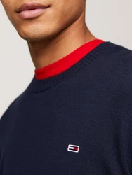 Tommy Jeans Rundhalspullover TJM SLIM ESSENTIAL LIGHT SWEATER Dunkelblau/Blau