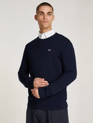 Tommy Jeans Rundhalspullover TJM SLIM ESSENTIAL LIGHT SWEATER Dunkelblau/Blau