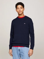 Tommy Jeans Rundhalspullover TJM SLIM ESSENTIAL LIGHT SWEATER Dunkelblau/Blau