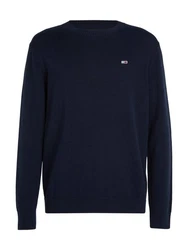 Tommy Jeans Rundhalspullover TJM SLIM ESSENTIAL LIGHT SWEATER Dunkelblau/Blau