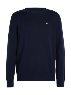 Tommy Jeans Rundhalspullover TJM SLIM ESSENTIAL LIGHT SWEATER Dunkelblau/Blau