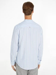 Tommy Jeans Langarmhemd TJM MAO STRIPE LINEN BLEND SHIRT Hellblau/Blau