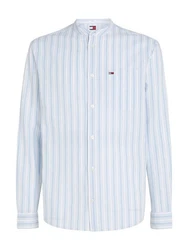 Tommy Jeans Langarmhemd TJM MAO STRIPE LINEN BLEND SHIRT Hellblau/Blau