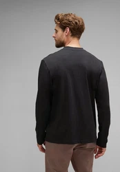 STREET ONE MEN Langarmshirt mit Knopfleiste Schwarz/Dunkelgrau