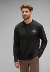 STREET ONE MEN Langarmshirt mit Knopfleiste Schwarz/Dunkelgrau
