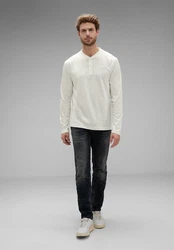 STREET ONE MEN Langarmshirt mit Knopfleiste Grau/Khaki/Hellgrün/Weiß