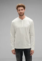 STREET ONE MEN Langarmshirt mit Knopfleiste Grau/Khaki/Hellgrün/Weiß