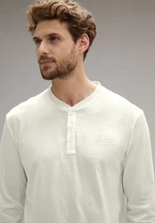 STREET ONE MEN Langarmshirt mit Knopfleiste Grau/Khaki/Hellgrün/Weiß