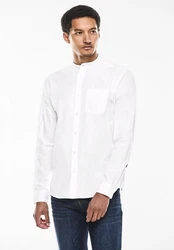 STREET ONE MEN Langarmhemd mit Stehkragen Weiß/Creme
