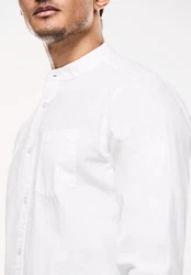 STREET ONE MEN Langarmhemd mit Stehkragen Weiß/Creme