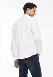STREET ONE MEN Langarmhemd mit Stehkragen Weiß/Creme