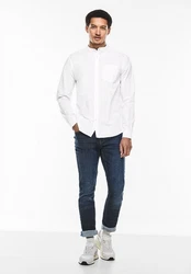 STREET ONE MEN Langarmhemd mit Stehkragen Weiß/Creme
