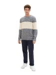 TOM TAILOR Strickpullover STRUCTURED KNIT Grau/Hellblau/Weiß/Creme