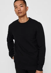 ONLY & SONS Sweatshirt Basic Langarm Pullover ohne Kapuze ONSCERES (5428) Schwarz