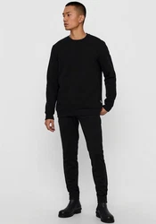 ONLY & SONS Sweatshirt Basic Langarm Pullover ohne Kapuze ONSCERES (5428) Schwarz