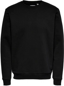 ONLY & SONS Sweatshirt Basic Langarm Pullover ohne Kapuze ONSCERES (5428) Schwarz