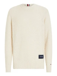 TOMMY HILFIGER Strickpullover SLUB YARN C NK Creme/Weiß/Khaki/Beige/Dunkelblau