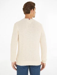 TOMMY HILFIGER Strickpullover SLUB YARN C NK Creme/Weiß/Khaki/Beige/Dunkelblau
