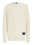 TOMMY HILFIGER Strickpullover SLUB YARN C NK Creme/Weiß/Khaki/Beige/Dunkelblau