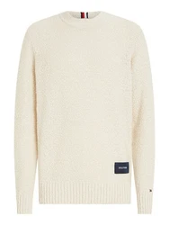 TOMMY HILFIGER Strickpullover SLUB YARN C NK Creme/Weiß/Khaki/Beige/Dunkelblau