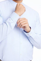 LINDBERGH Langarmhemd mit Stehkragen Hellblau/Blau