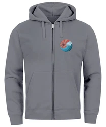 Neverless Herren Sweatjacke Welle Logo Print Hellgrau/Grau/Dunkelgrau