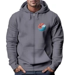 Neverless Herren Sweatjacke Welle Logo Print Hellgrau/Grau/Dunkelgrau