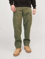 JACK & JONES Cargohose JPSTKarl JJHarlow Dunkelgrün/Khaki
