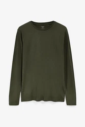 Next Langarmshirt Rundhalsshirt Regular Fit Dunkelgrün