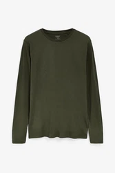 Next Langarmshirt Rundhalsshirt Regular Fit Dunkelgrün