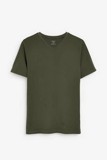 Next T-Shirt Essential V-Ausschnitt Dunkelgrün/Grün